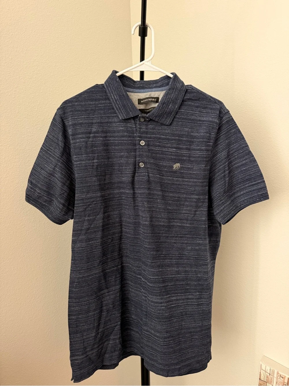 Banana Republic Navy Heathered Polo Shirt